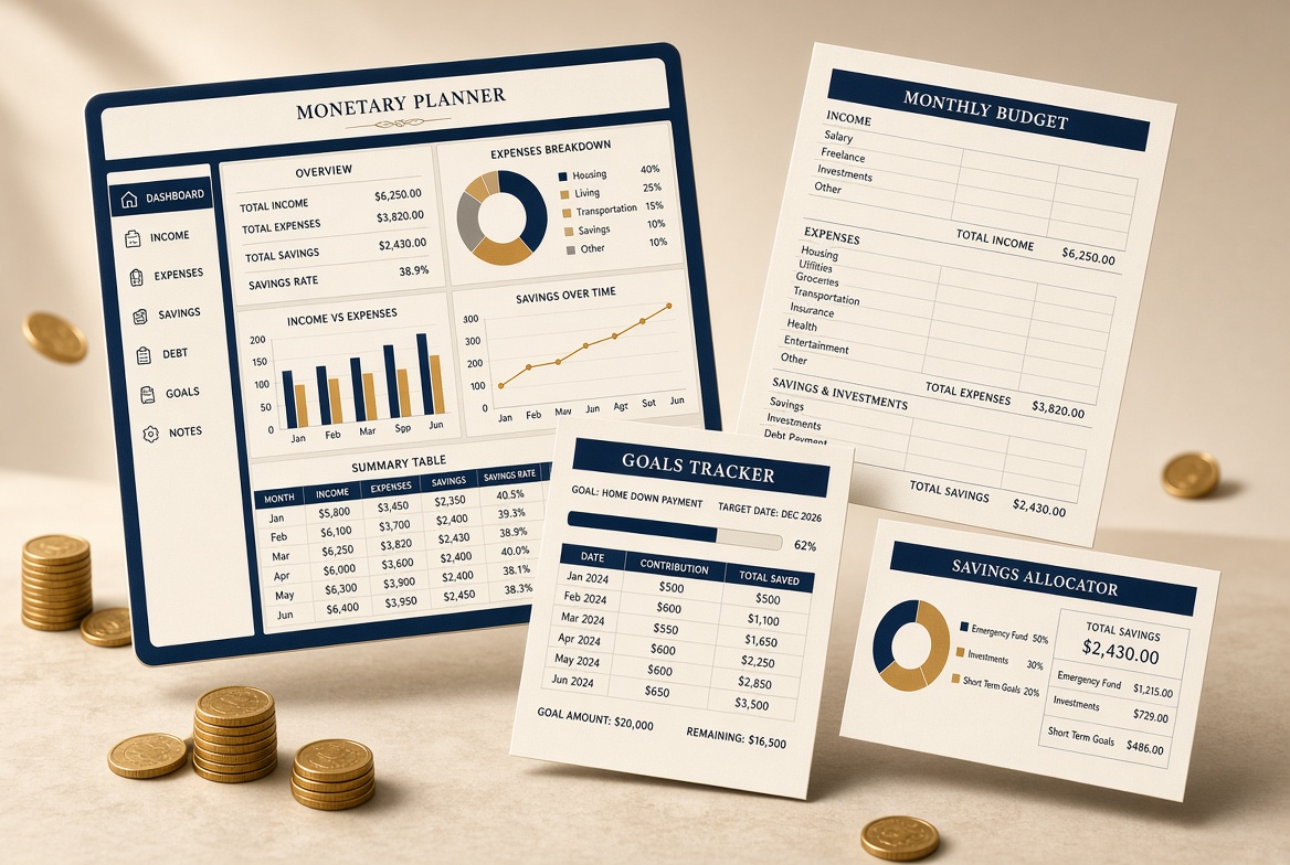 Tampilan dashboard Monetary Planner JUDI28 beserta lembar anggaran